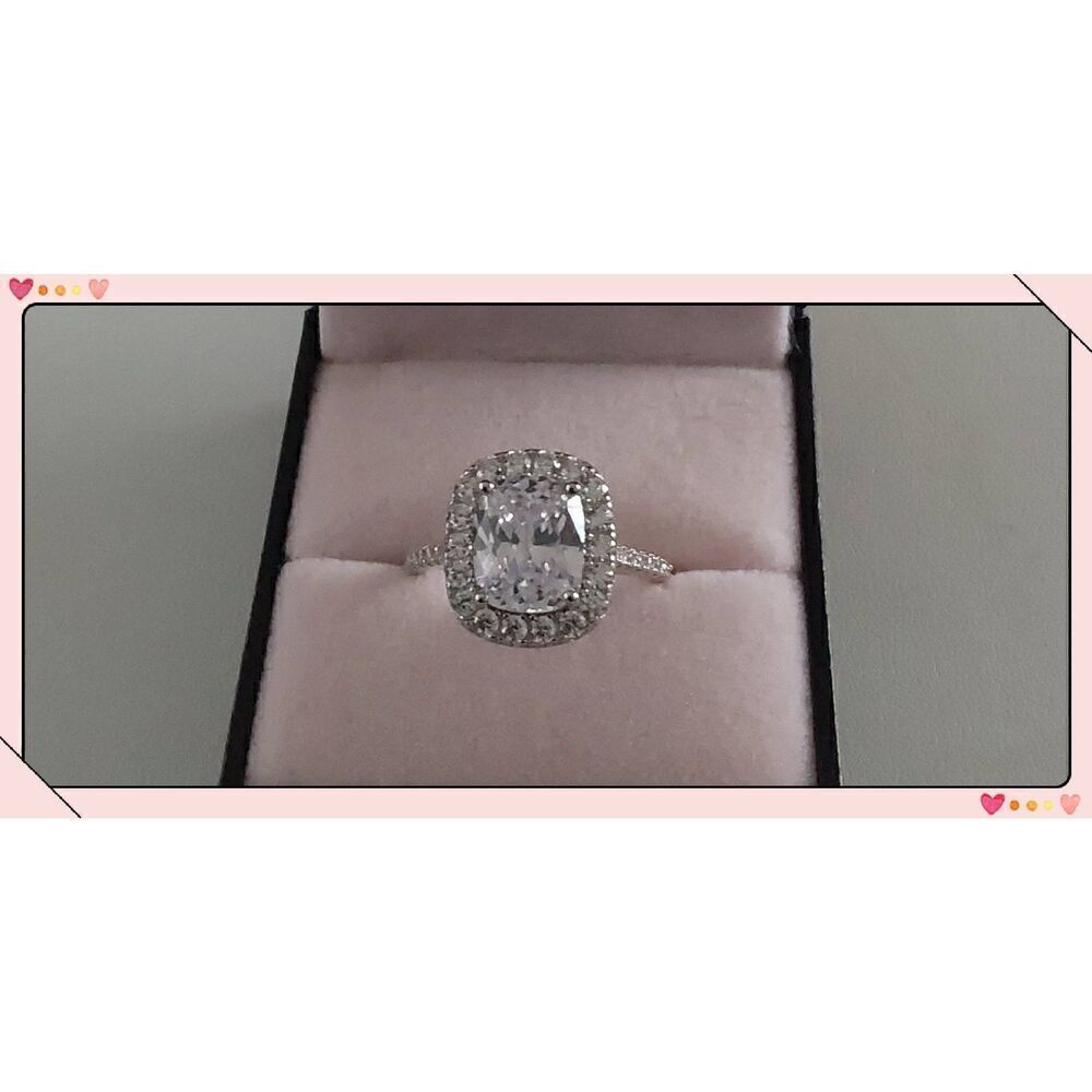 4.5 Ct. Elongated Cushion & Round Cut Halo Design Engagement/Bridal Ring Sz 8